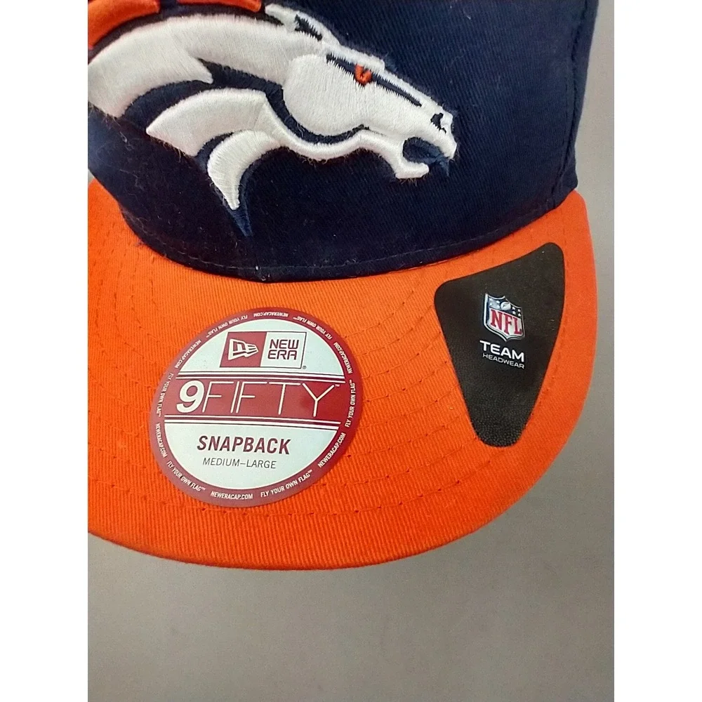 New Era 9FIFTY Denver Broncos Snapback Hat Navy Orange‎ NFL AFC Patch Mens M/L
